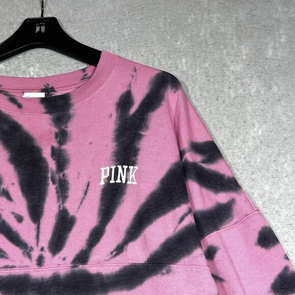 PINK Victorias Secret Sweater Womens Small Dahlia Print Varsity Crew Jacket Top - Picture 5 of 12